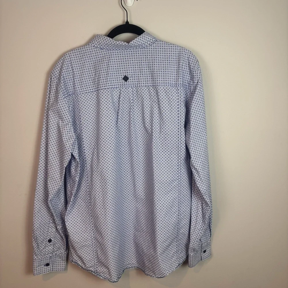 prAna‎ Organic cotton Lukas Poplin Slim Fit Geometric print Long Sleeve Shirt XL
